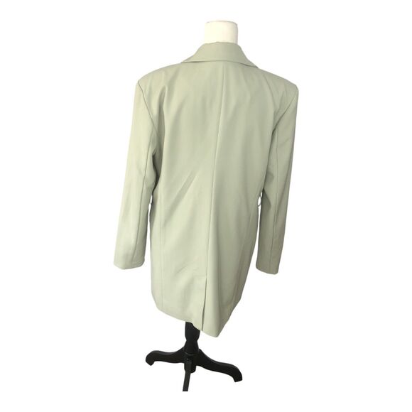 7 FOR ALL MANKIND Mid Length Oversized $398 Light Green Belted Blazer Jacket SzM - Picture 3 of 11